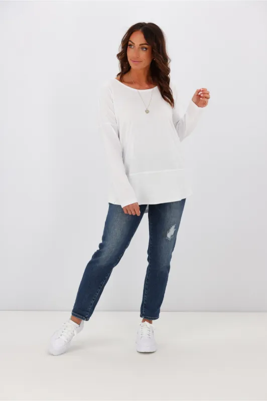 Elm Fundamental Rib L/S Tee White sold by Shine On