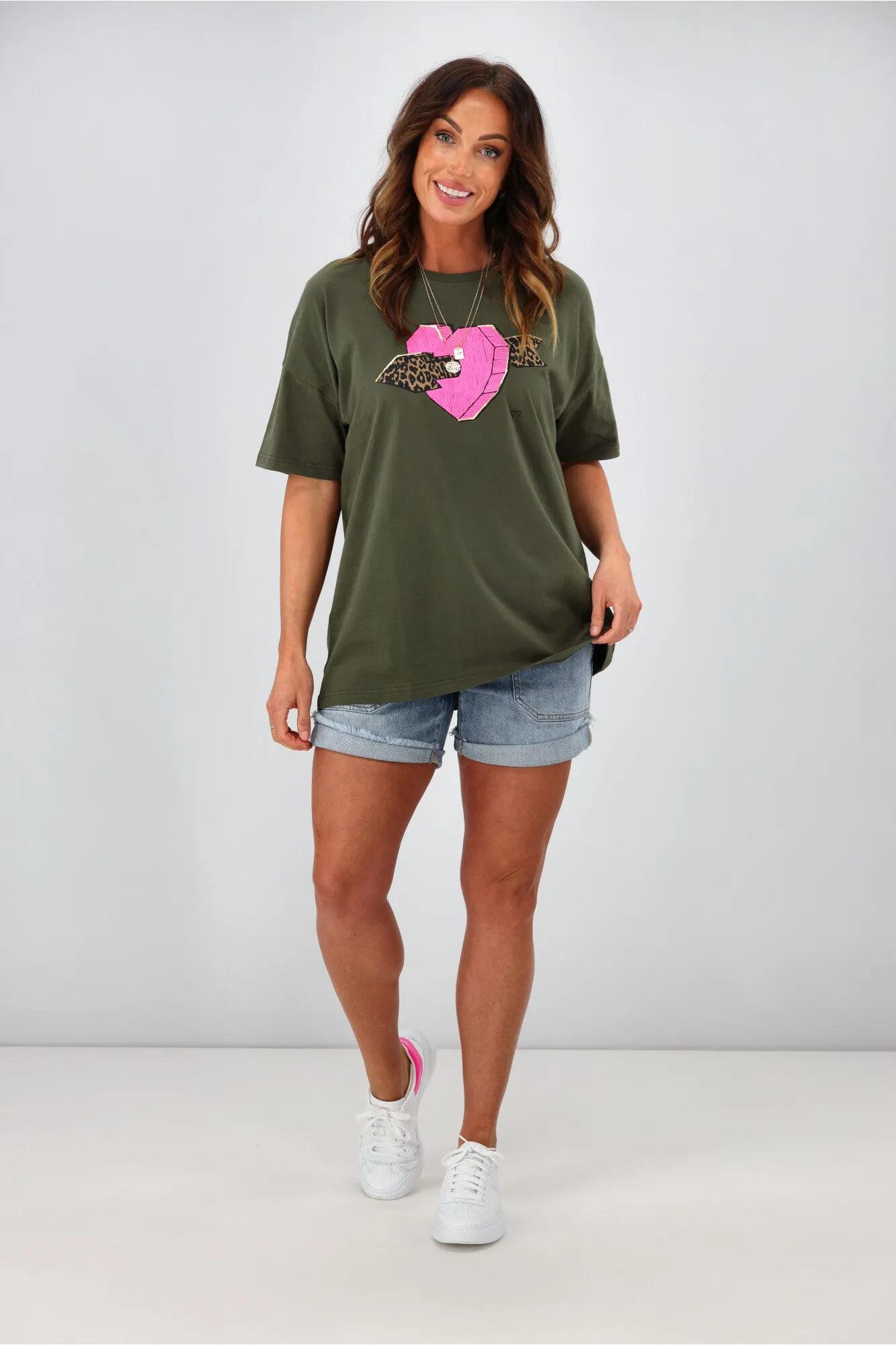 Rebel Club by Shine On Cupid Heart Boyfriend Tee Khaki sold by Shine On product image thumbnail 3