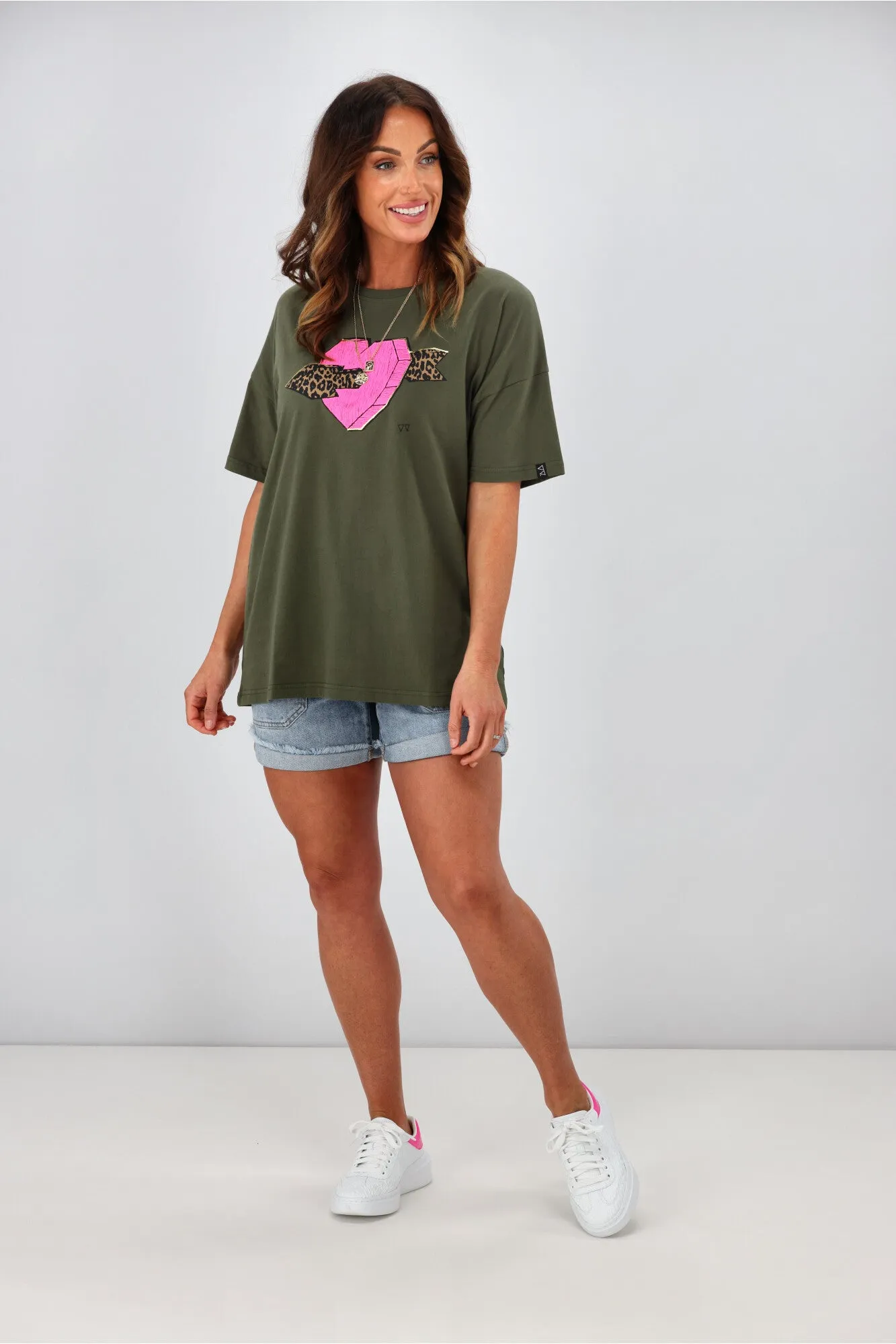Rebel Club by Shine On Cupid Heart Boyfriend Tee Khaki sold by Shine On product image thumbnail 4