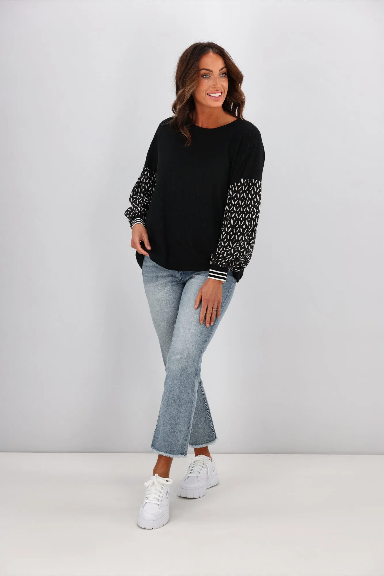 Shine On label Loren Contrast Sleeve Top Black sold by Shine On product image thumbnail 5