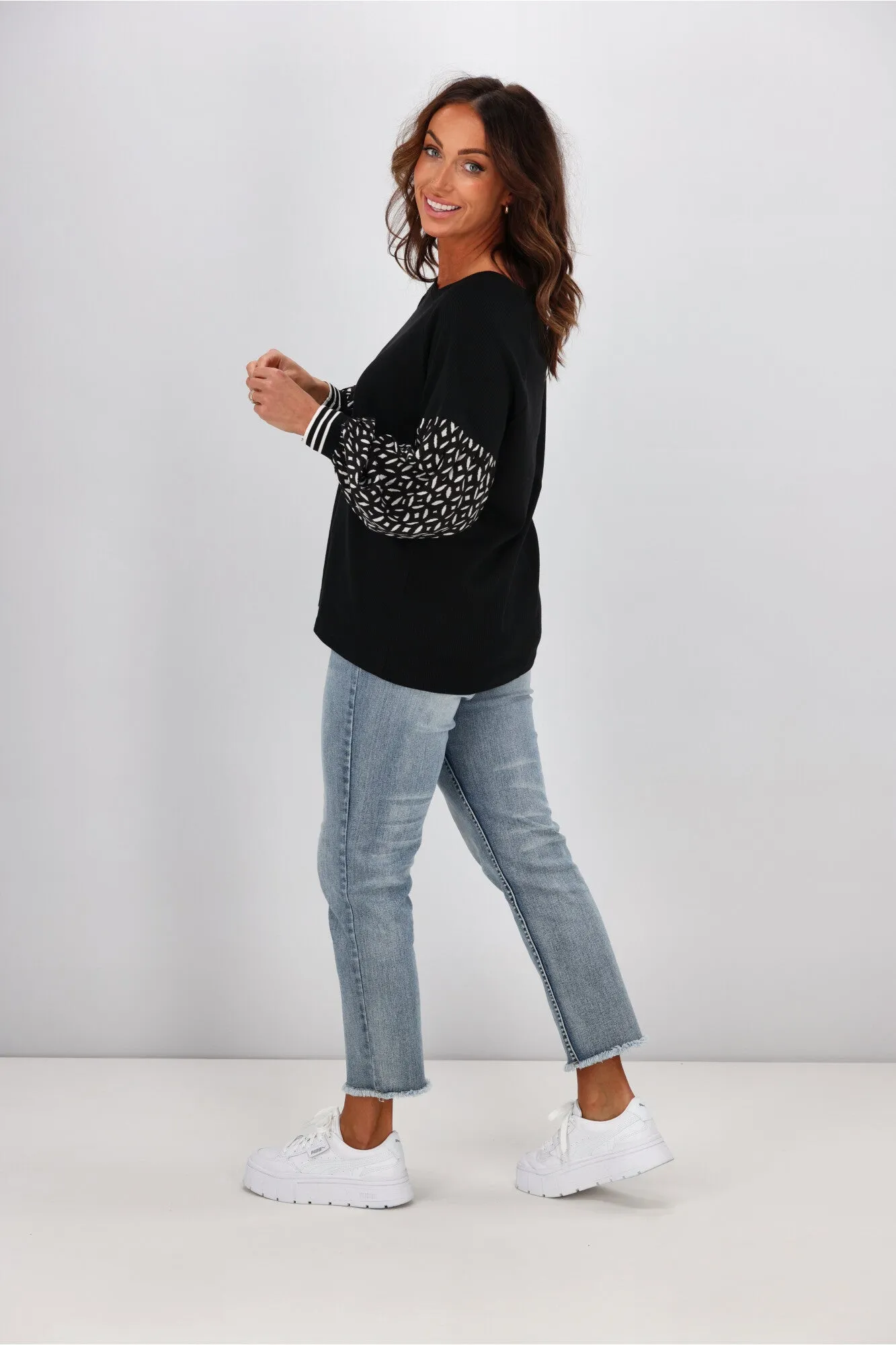 Shine On label Loren Contrast Sleeve Top Black sold by Shine On product image thumbnail 4