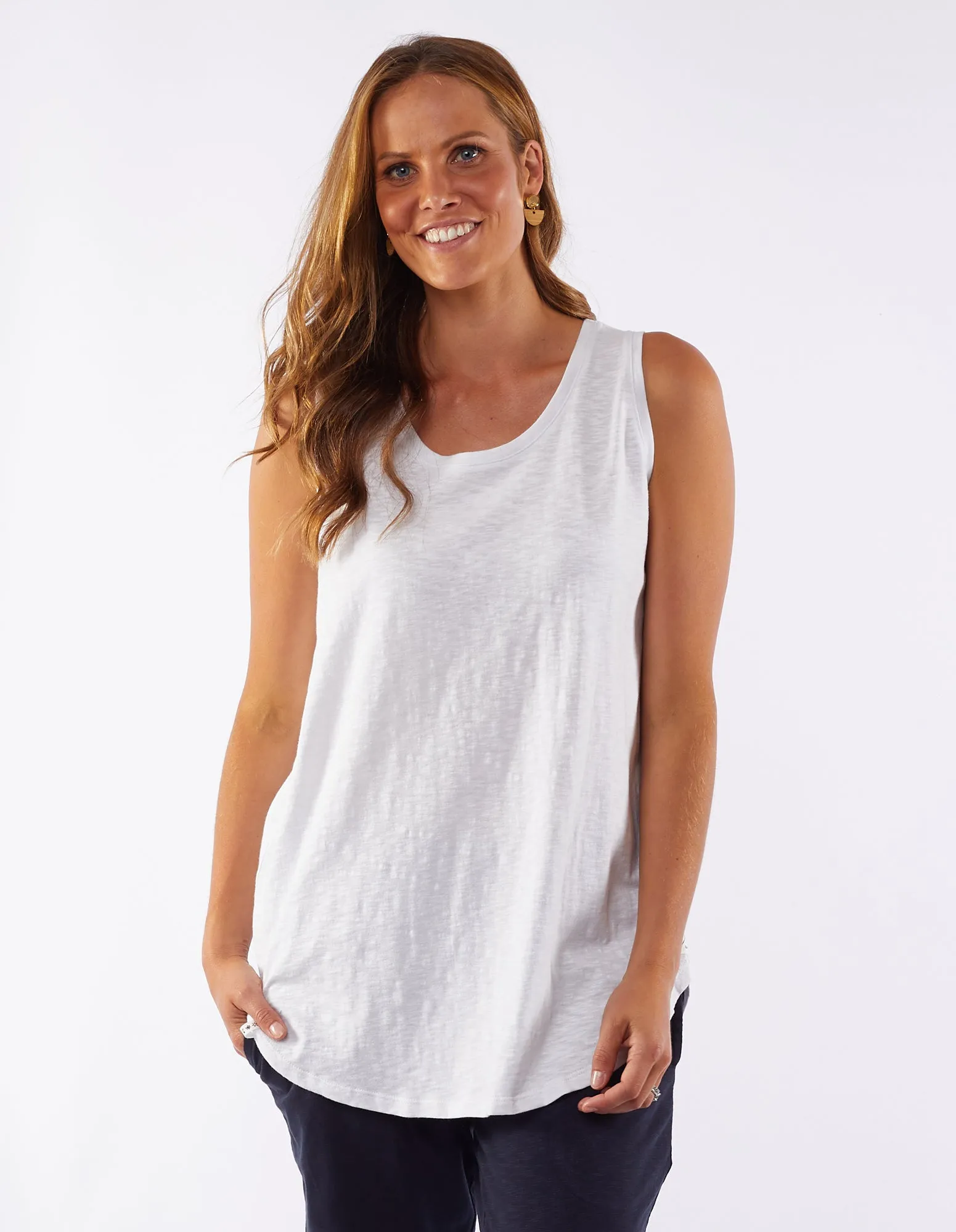 Elm Scoop Tank White sold by Shine On
