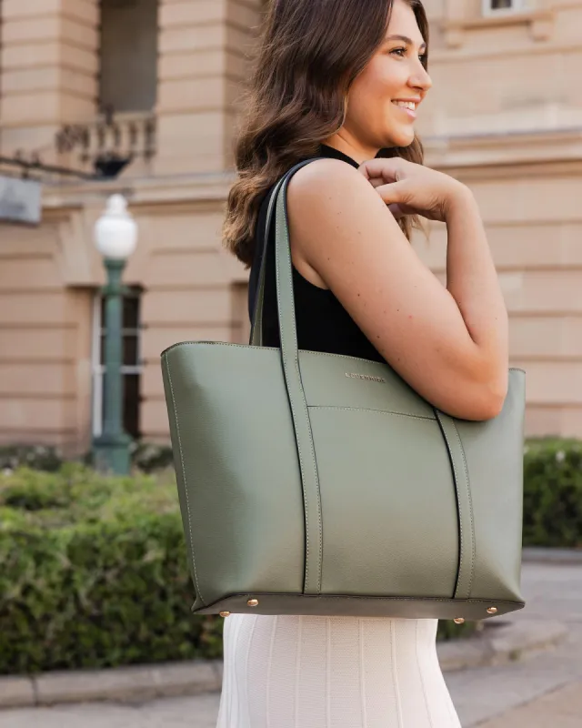 Louenhide Malibu Laptop Tote Bag Sage Green sold by Shine On