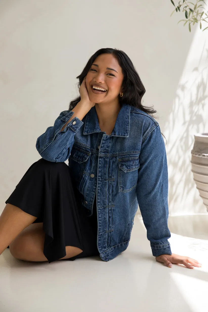 PQ Collection Denim Basic Jacket Dark Wash sold by Shine On product image thumbnail 3