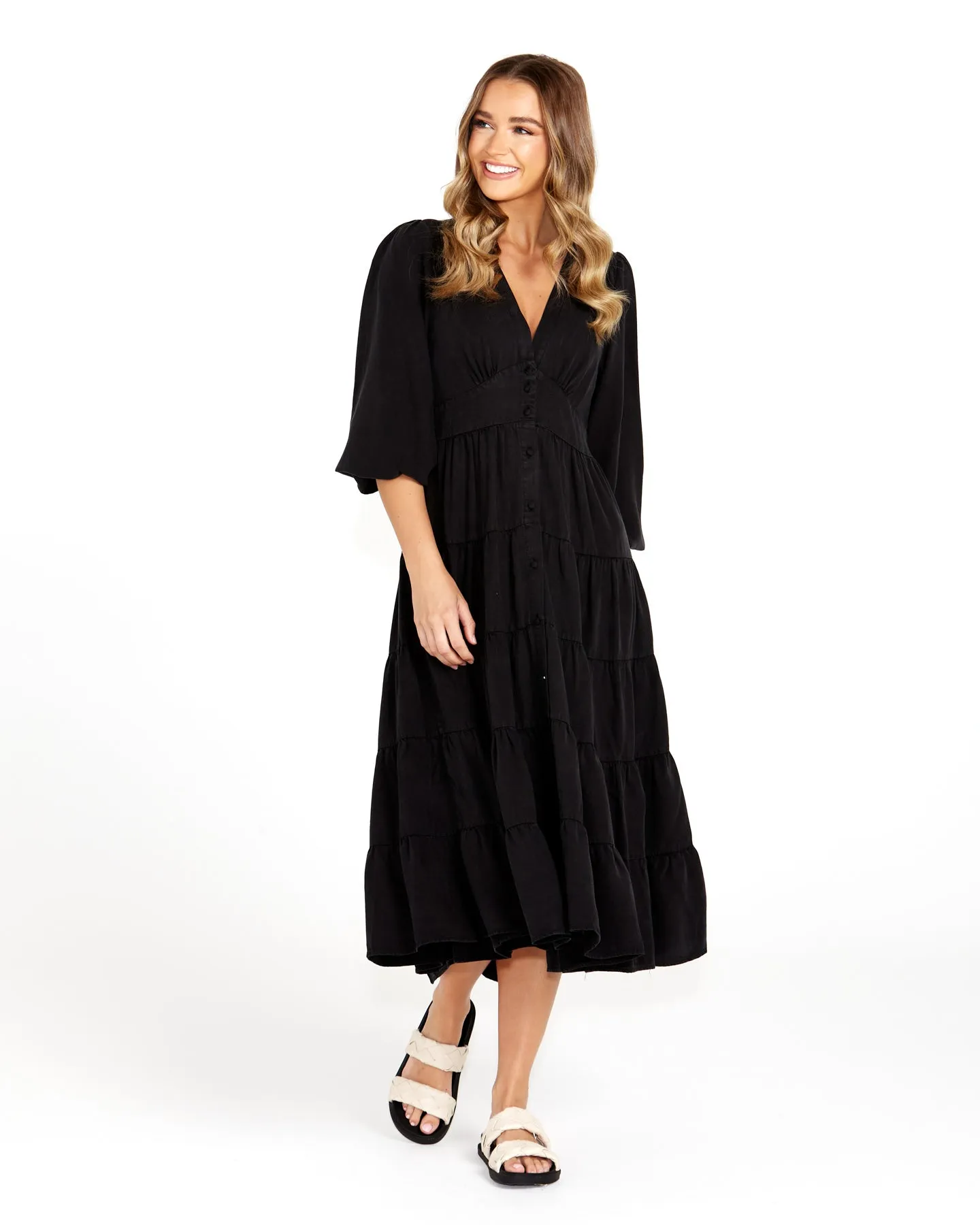 Sass Charity Tiered Midi Dress Black sold by Shine On product image thumbnail 2