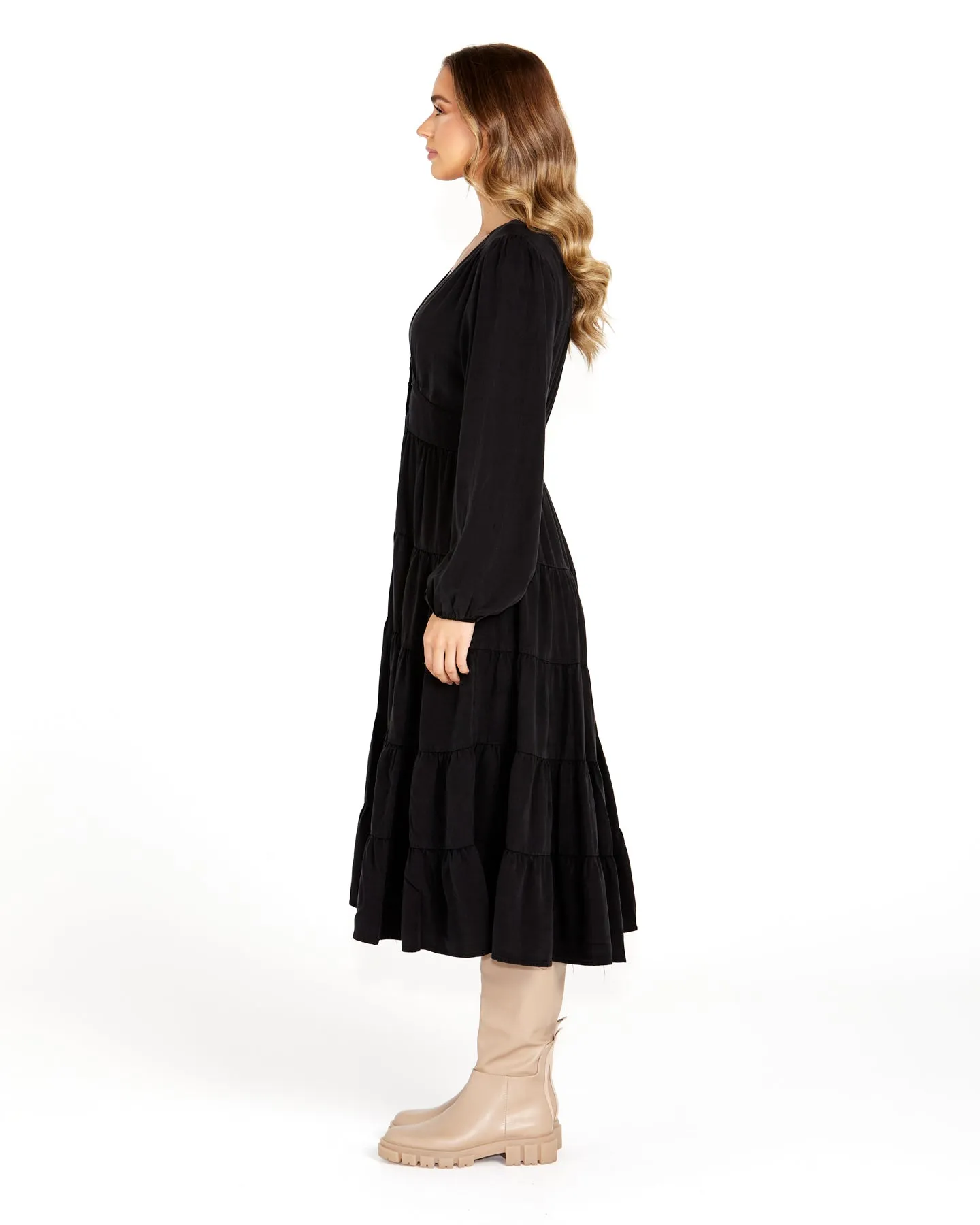 Sass Charity Tiered Midi Dress Black sold by Shine On product image thumbnail 3