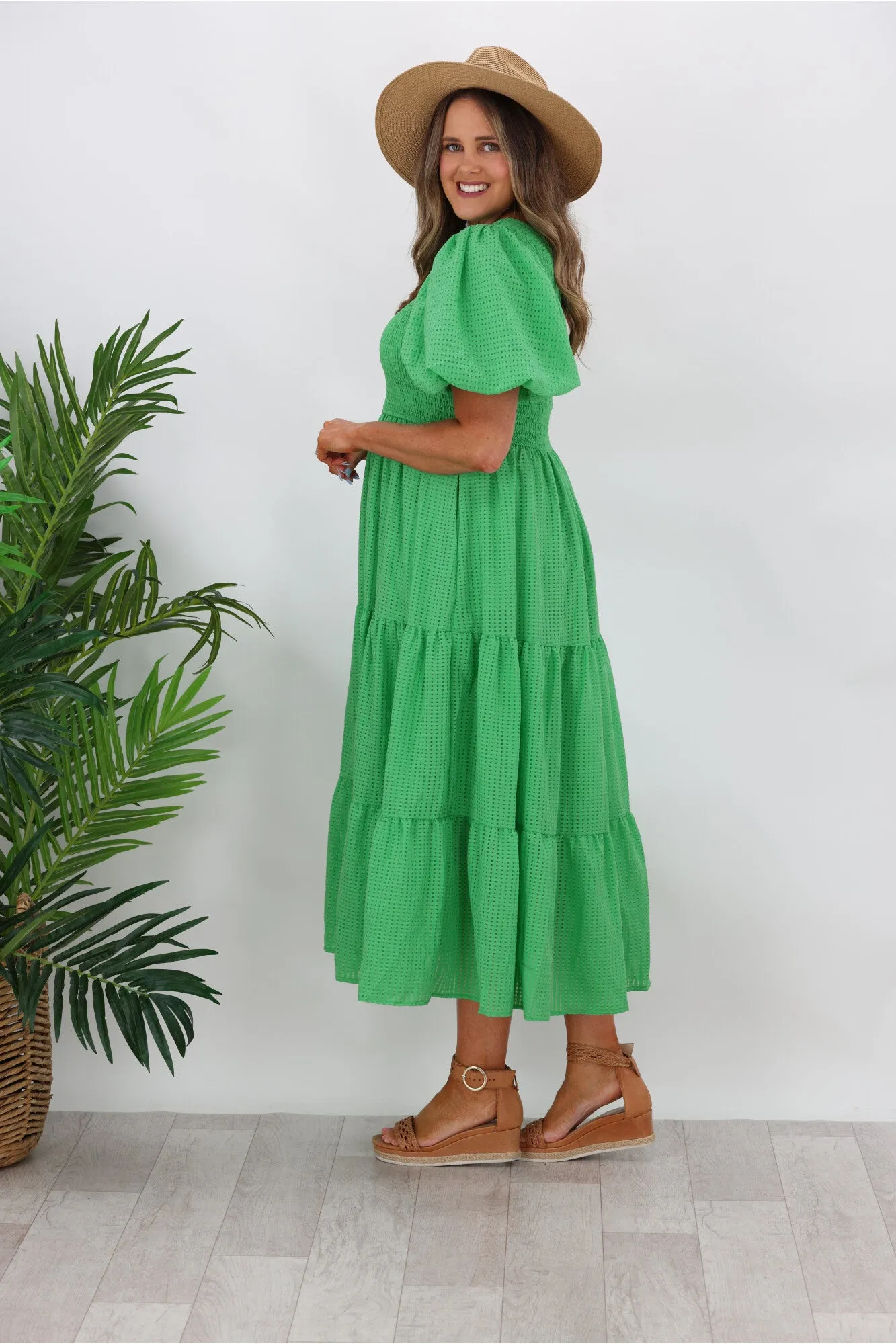 Iris Maxi Celia One Shoulder Puff Dress Green sold by Shine On product image thumbnail 2