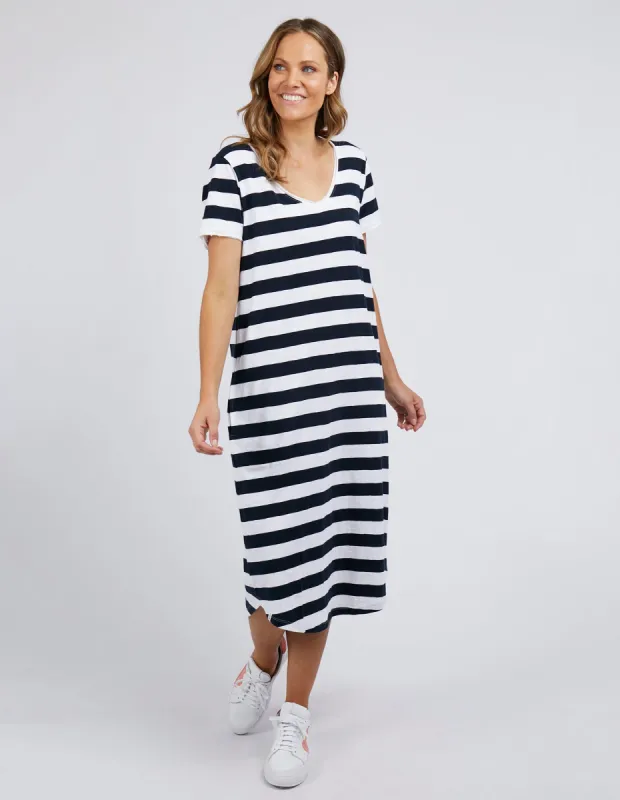 Elm Maeve Midi Dress Navy Stripe sold by Shine On