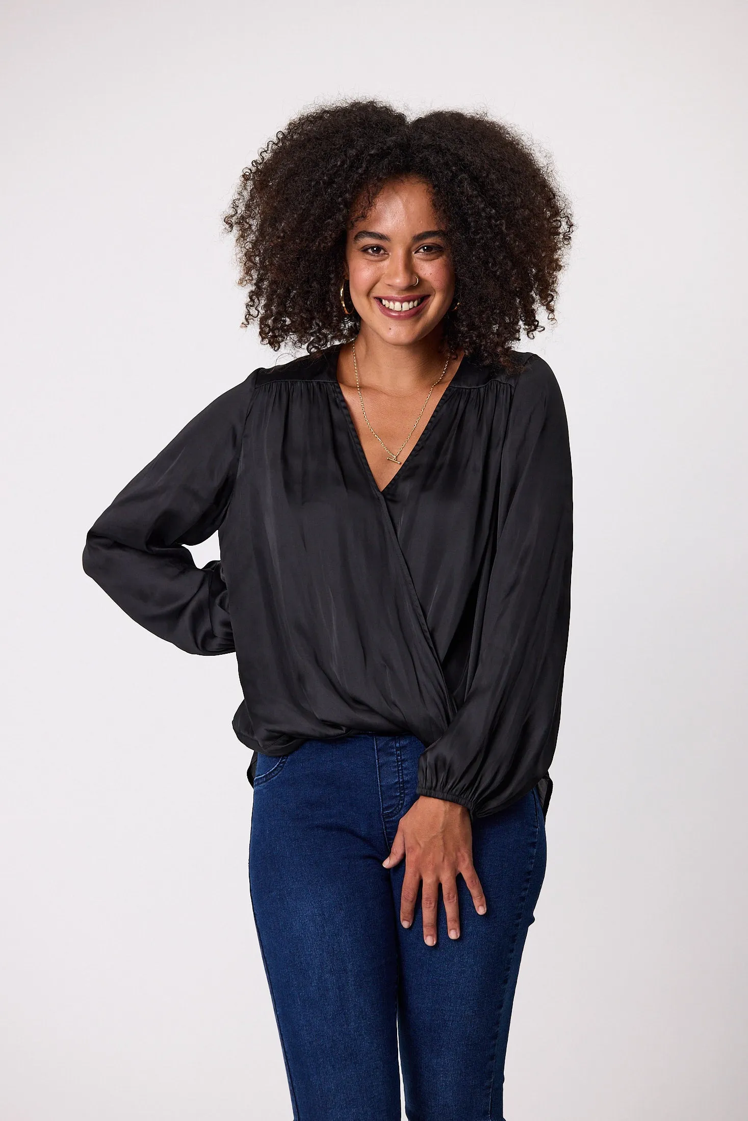 Gloss by Shine On Brinley Crossover Blouse Black sold by Shine On product image thumbnail 2