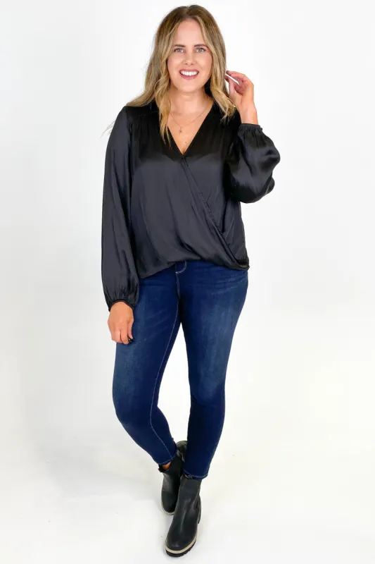 Gloss by Shine On Brinley Crossover Blouse Black sold by Shine On
