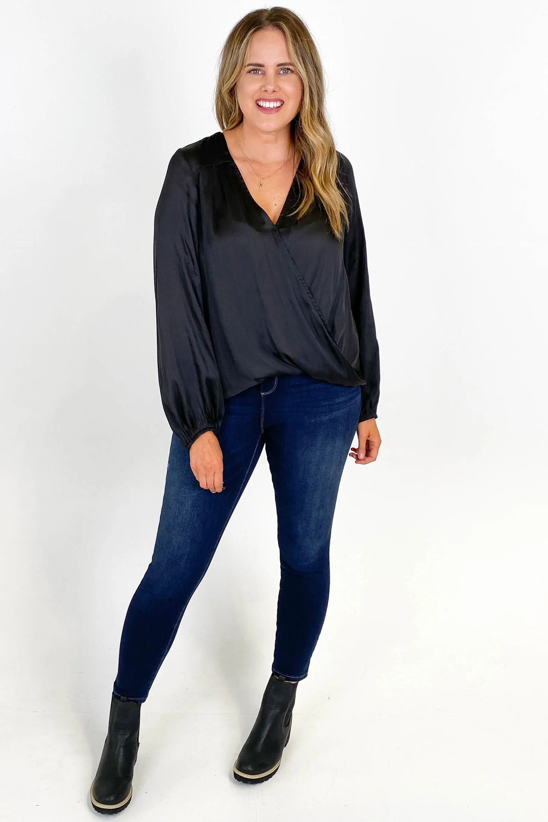 Gloss by Shine On Brinley Crossover Blouse Black sold by Shine On product image thumbnail 4