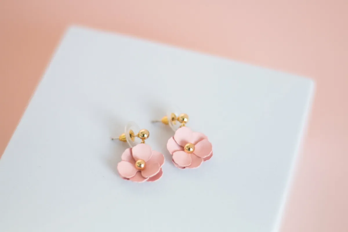 Willow Collective Blossom Studs Gold Pinky Nude sold by Shine On