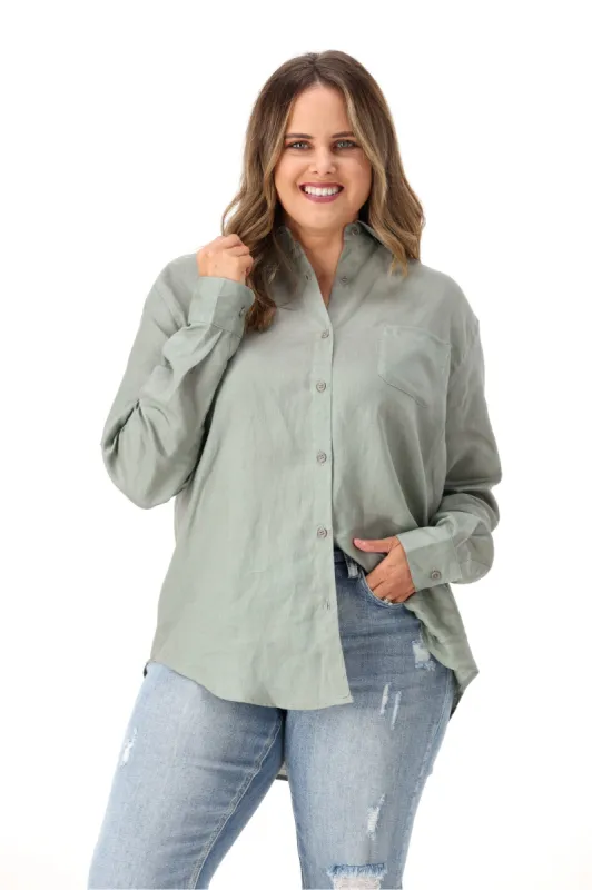 AS Colour Linen Shirt Eucalyptus sold by Shine On