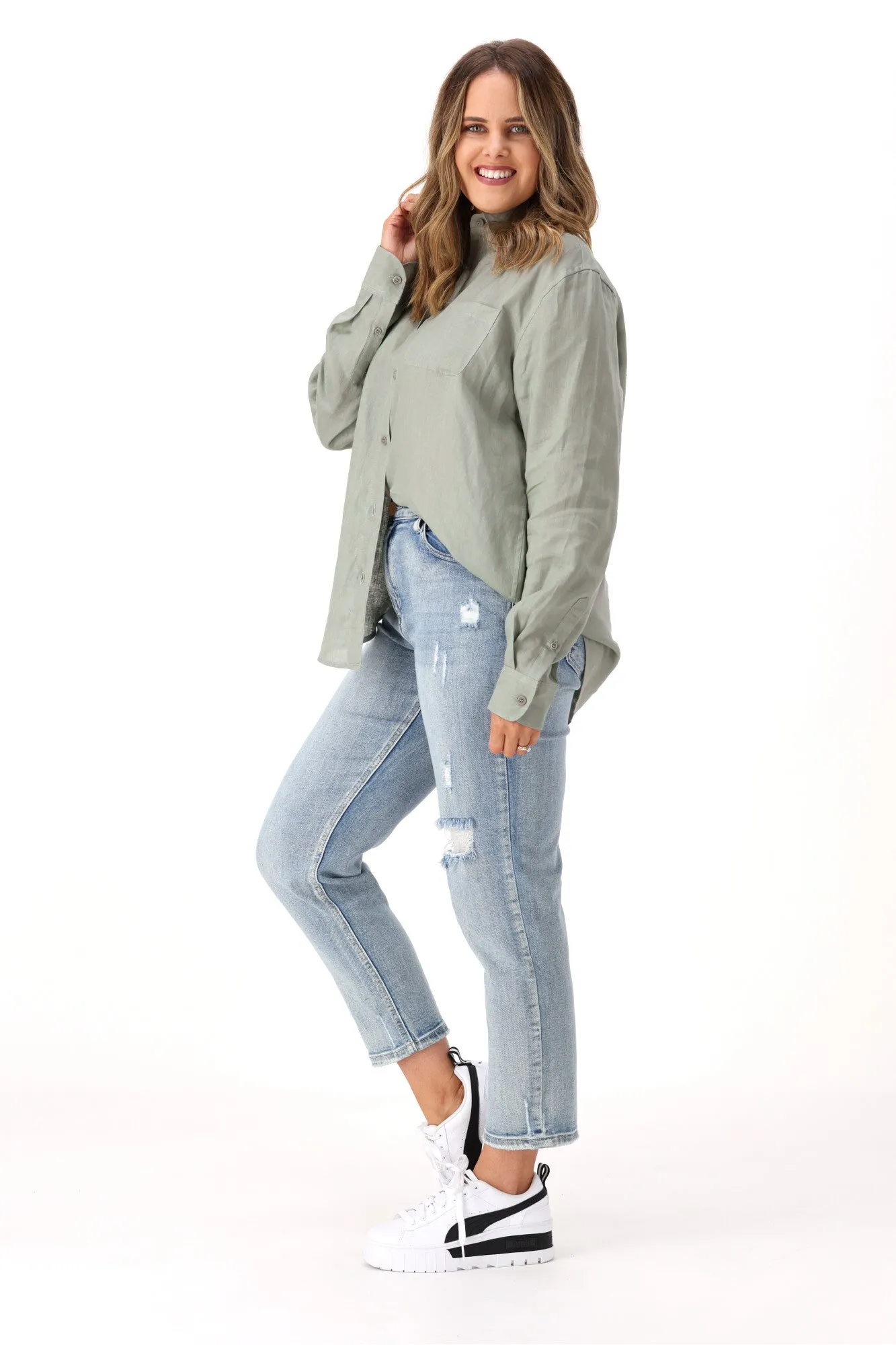 AS Colour Linen Shirt Eucalyptus sold by Shine On product image thumbnail 5