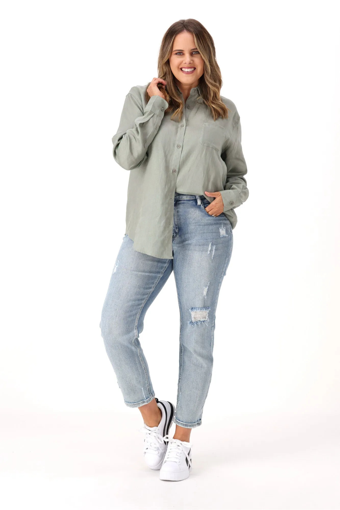 AS Colour Linen Shirt Eucalyptus sold by Shine On product image thumbnail 3