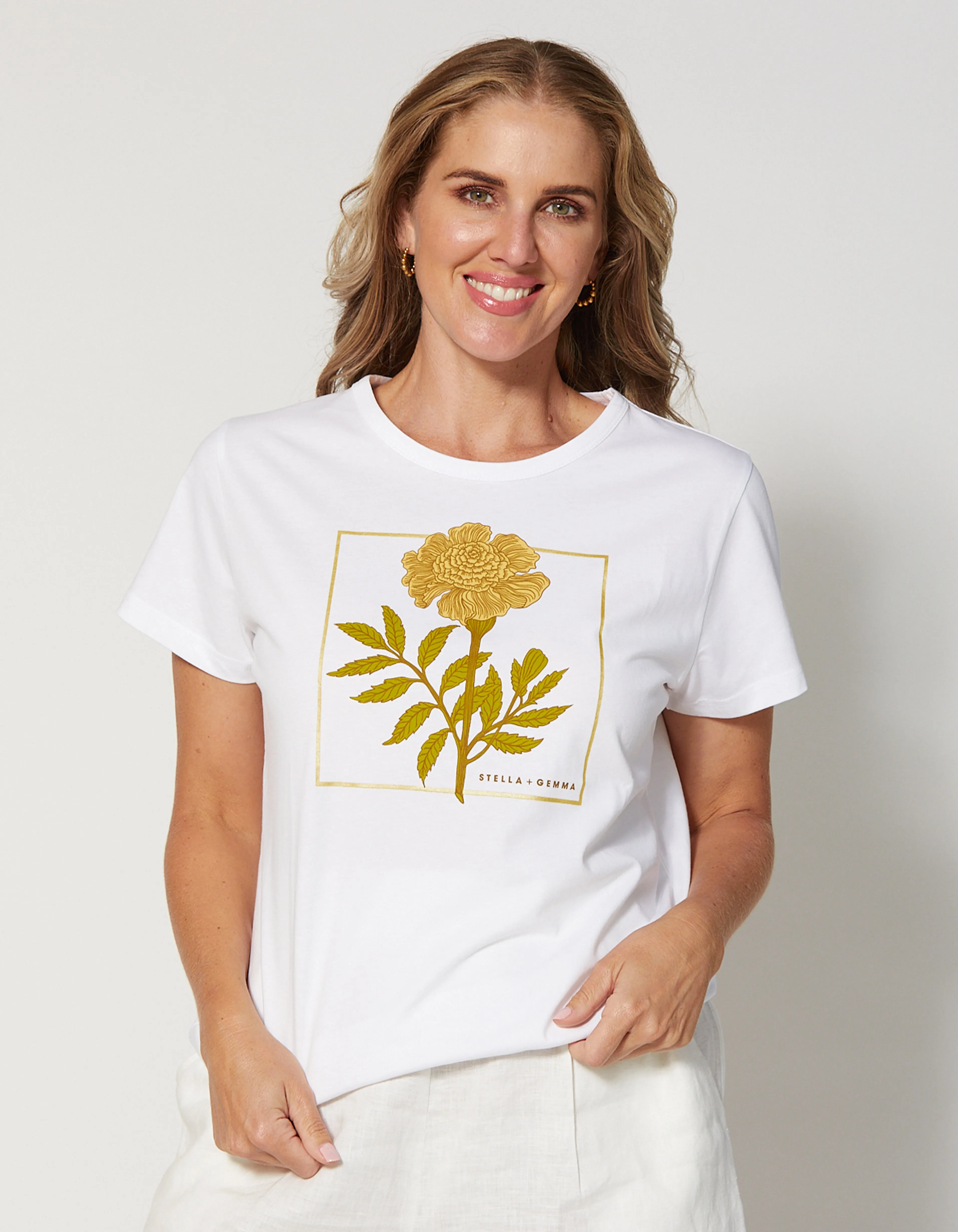 Stella + Gemma Fiore Boxed Tee White sold by Shine On