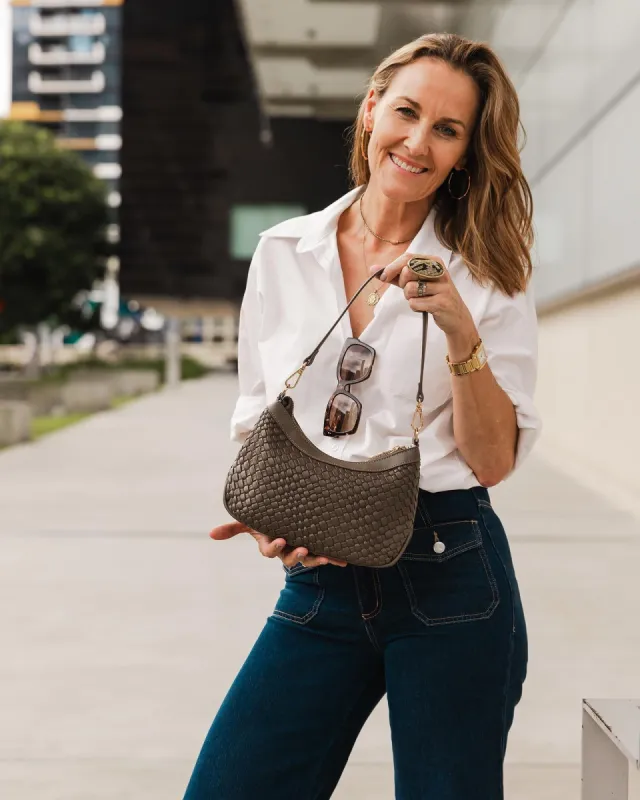 Louenhide Lucia Shoulder Bag Chocolate Woven sold by Shine On