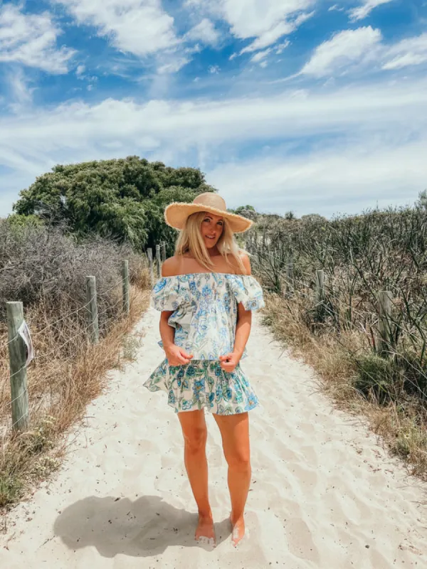 Sass Zoey Frill Sleeve Top Blue Paisley sold by Shine On