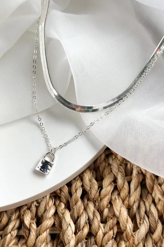 Shine On Label Lock Necklace Silver sold by Shine On