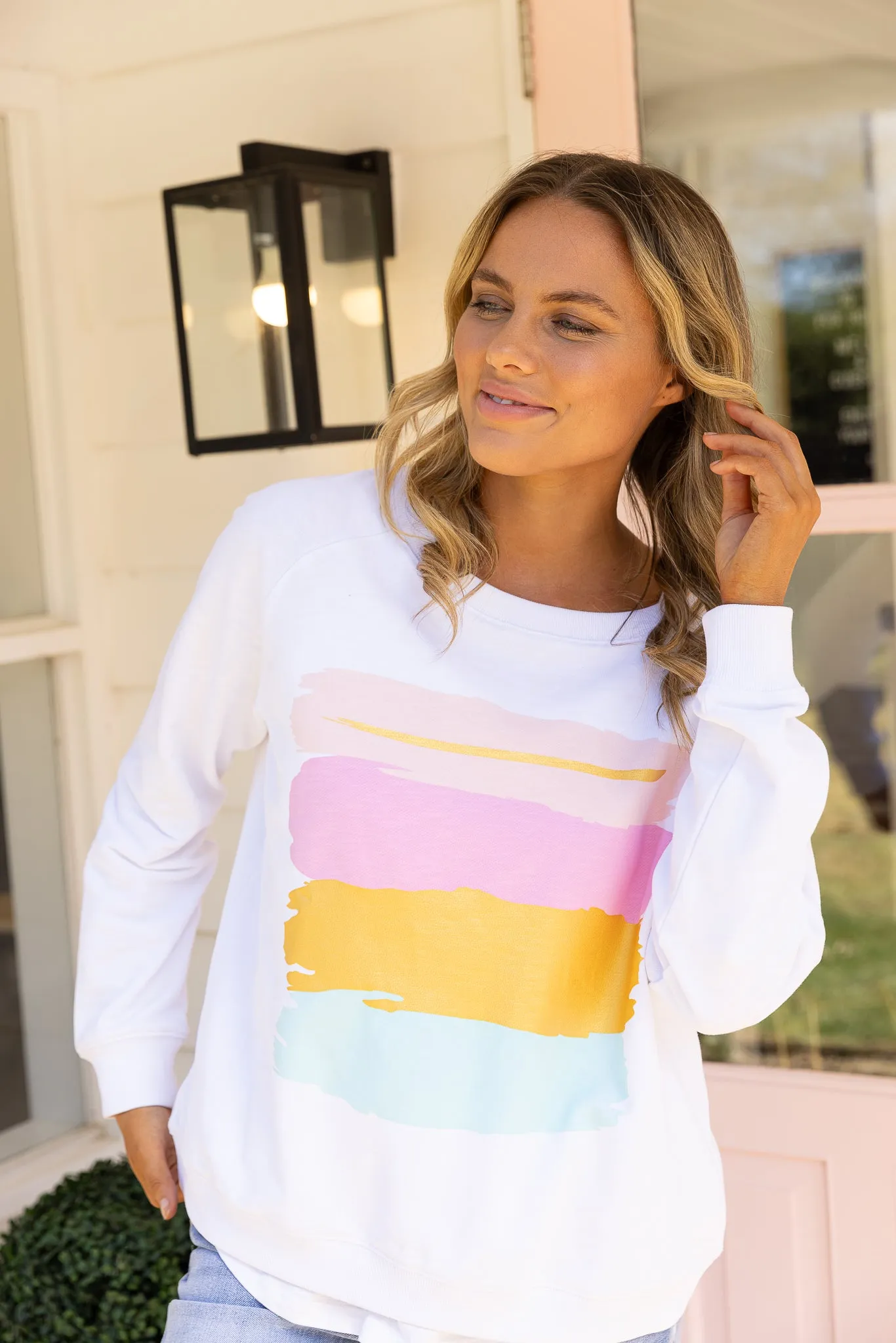 Jovie The Label Goldie Sweater White Multi Paint Stripes sold by Shine On product image thumbnail 5