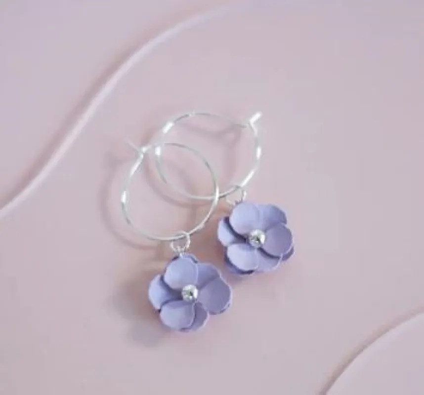 Willow Collective Blossom Hoops Silver Mauve sold by Shine On