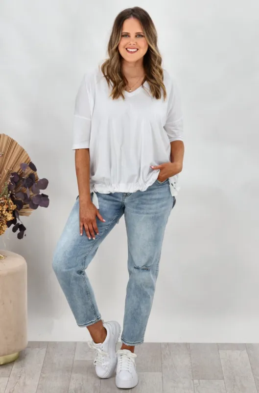 Shine On Label Soho Modal Drawstring Top White sold by Shine On