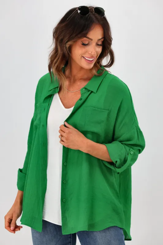 Gloss by Shine On Cedar Button Through Shirt Green sold by Shine On
