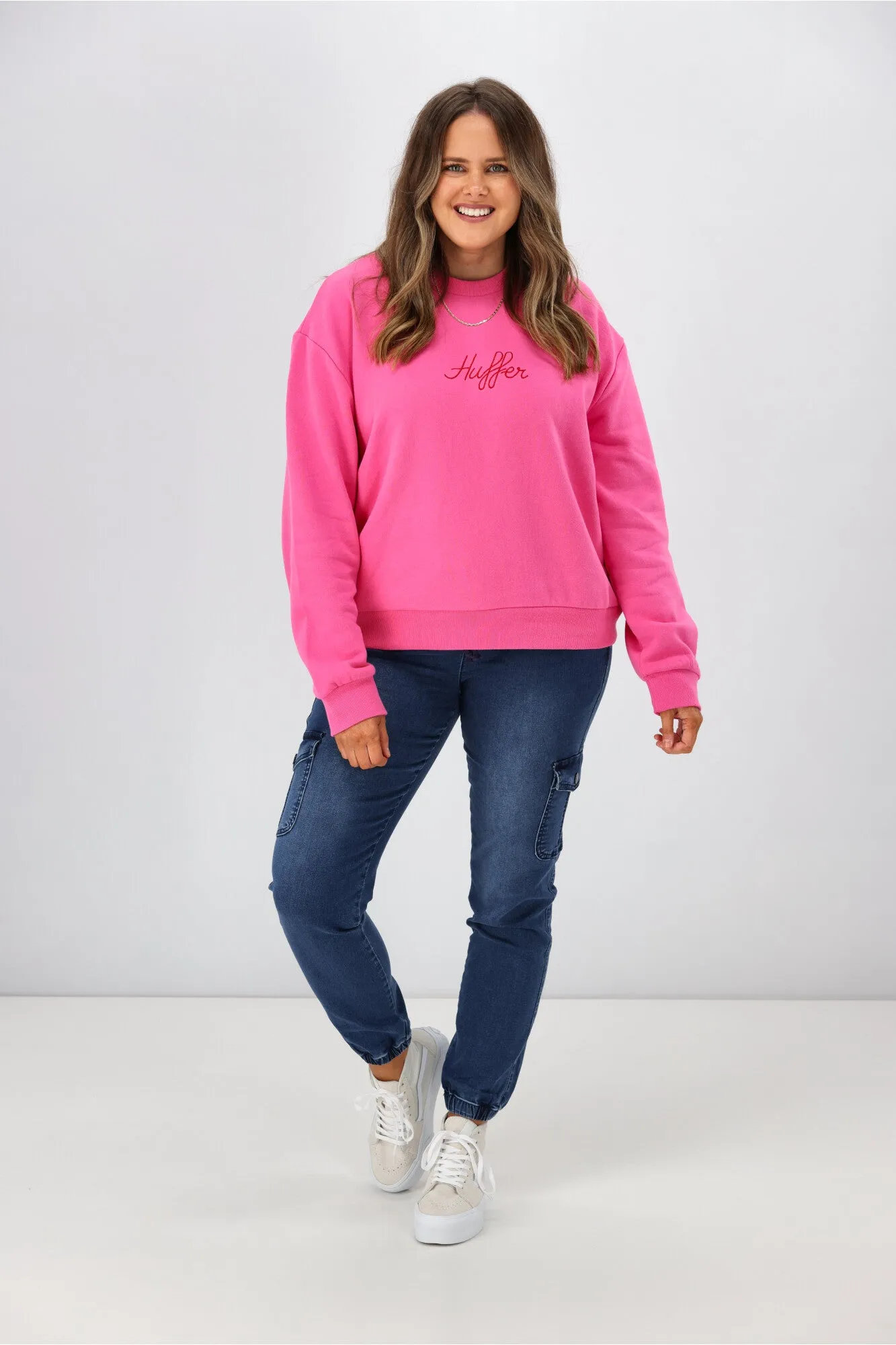 Huffer Womens Slouch Crew Circus Taffy Pink sold by Shine On product image thumbnail 3