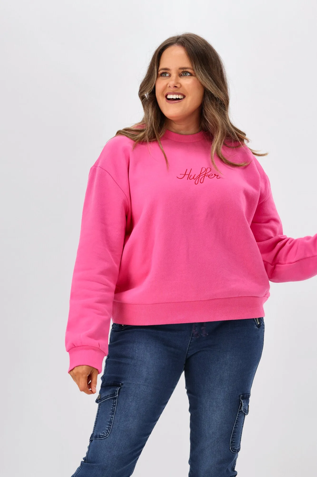 Huffer Womens Slouch Crew Circus Taffy Pink sold by Shine On product image thumbnail 4