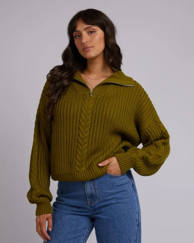 All About Eve Dahlia 1/4 Zip Olive sold by Shine On