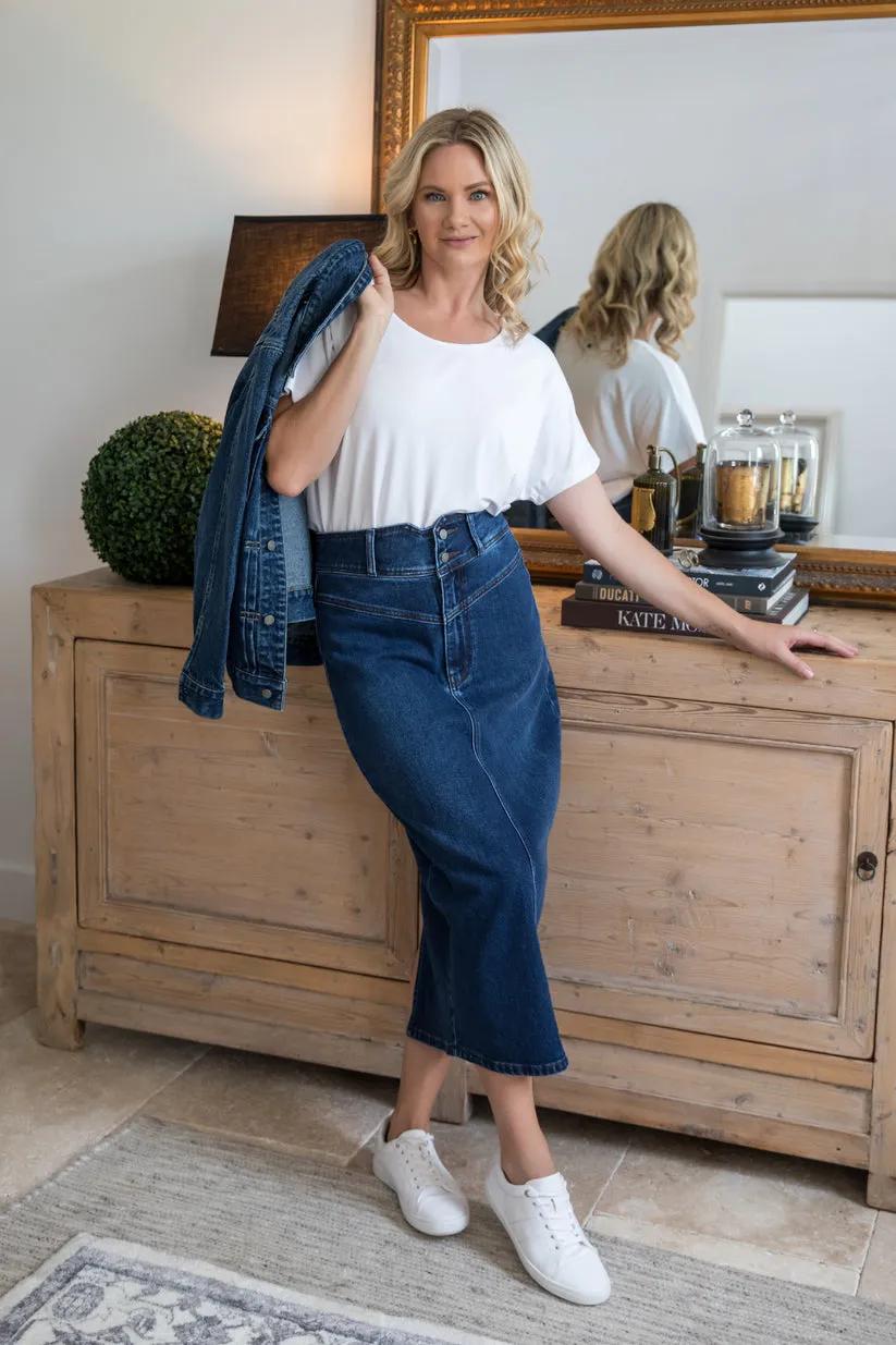 PQ Collection Denim Maxi Skirt Dark Denim sold by Shine On product image thumbnail 2