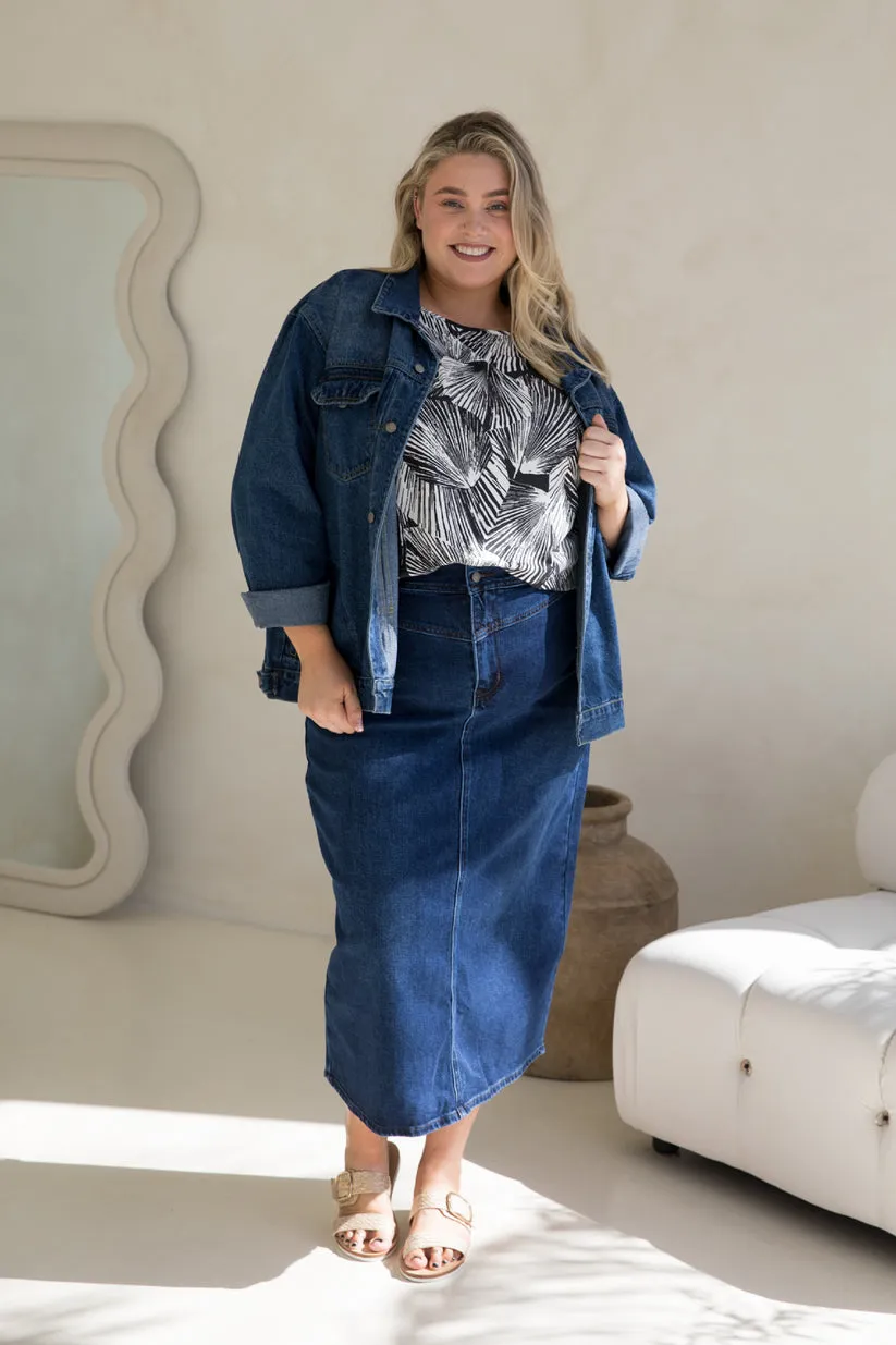 PQ Collection Denim Maxi Skirt Dark Denim sold by Shine On product image thumbnail 4