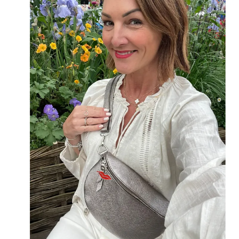 Donna May Metallic City Bag with Strap sold by Shine On