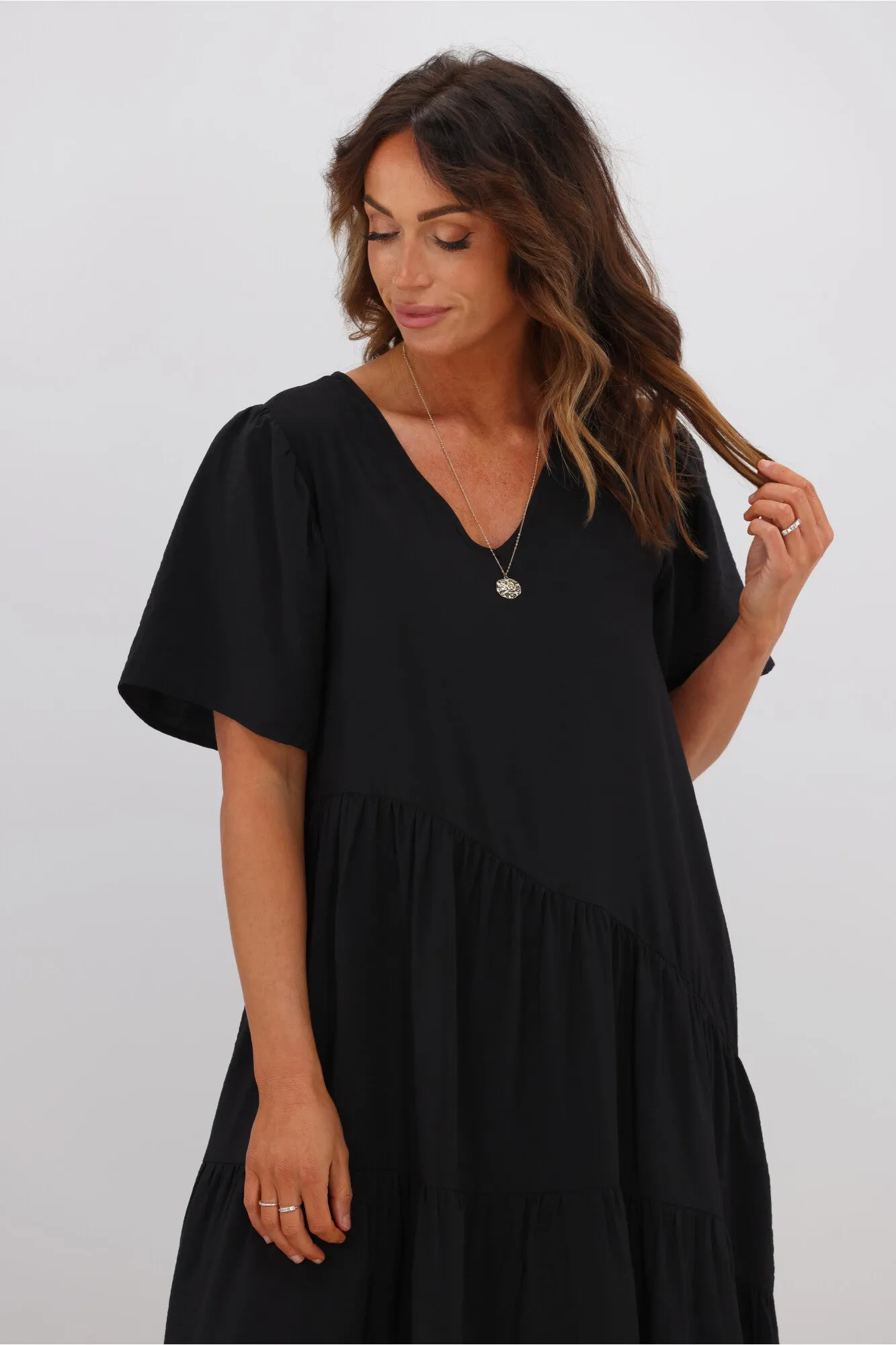 Betty Basics Florence Tiered Dress Black sold by Shine On product image thumbnail 2