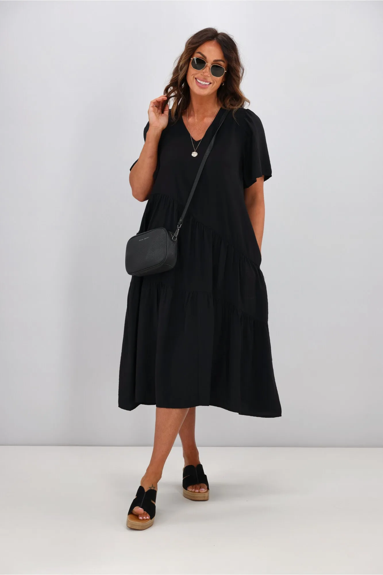 Betty Basics Florence Tiered Dress Black sold by Shine On product image thumbnail 4