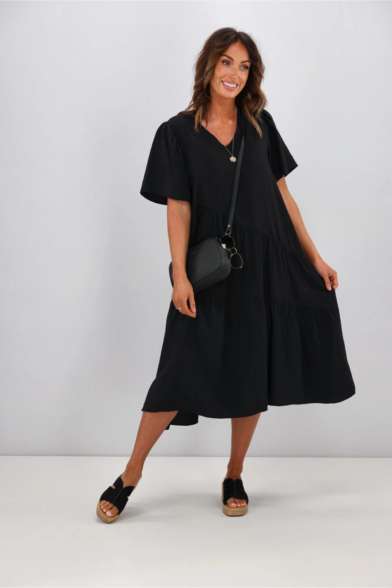 Betty Basics Florence Tiered Dress Black sold by Shine On product image thumbnail 3