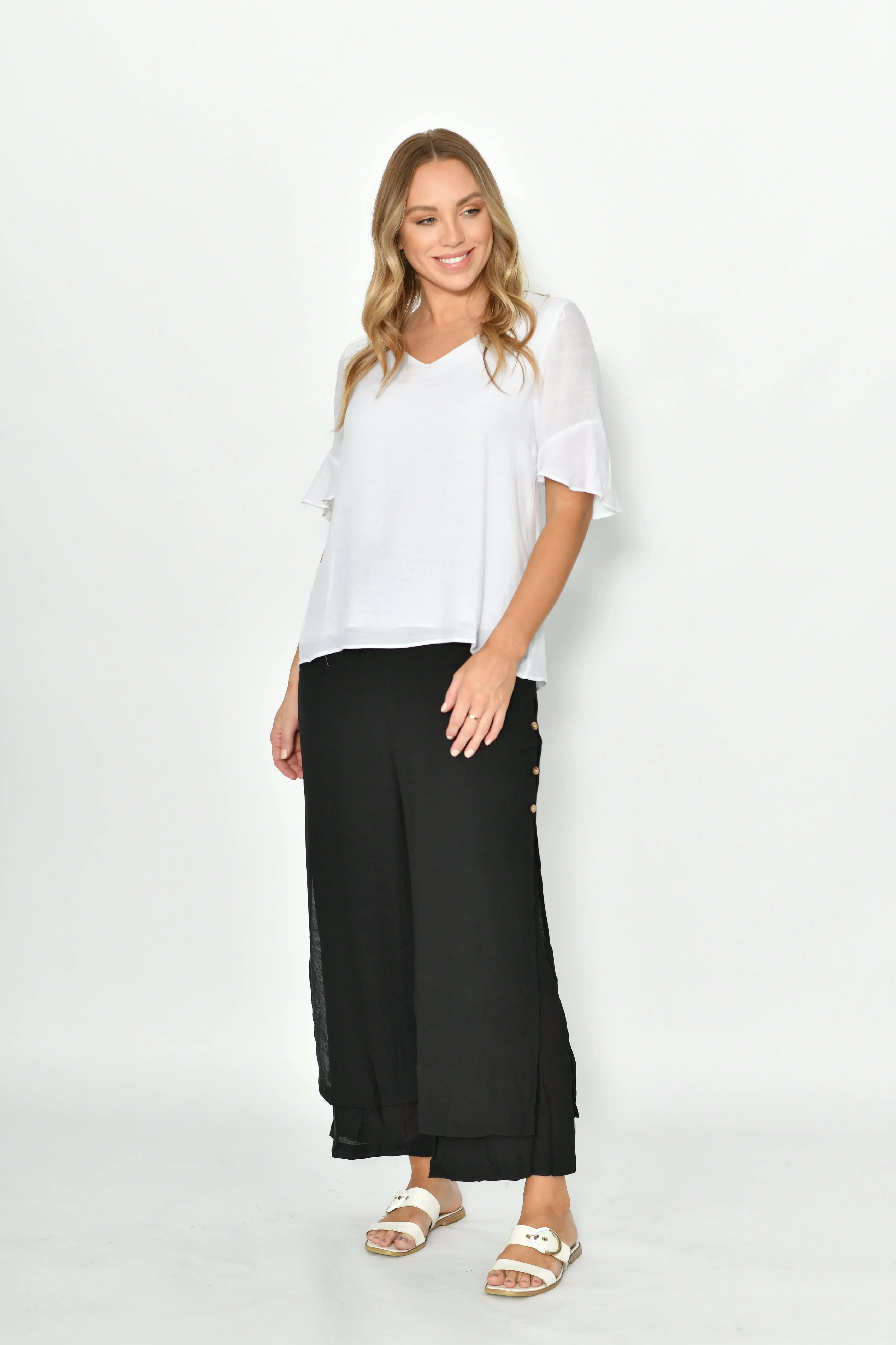 La Mode Side Button Layered Beach Pant Black sold by Shine On product image thumbnail 4