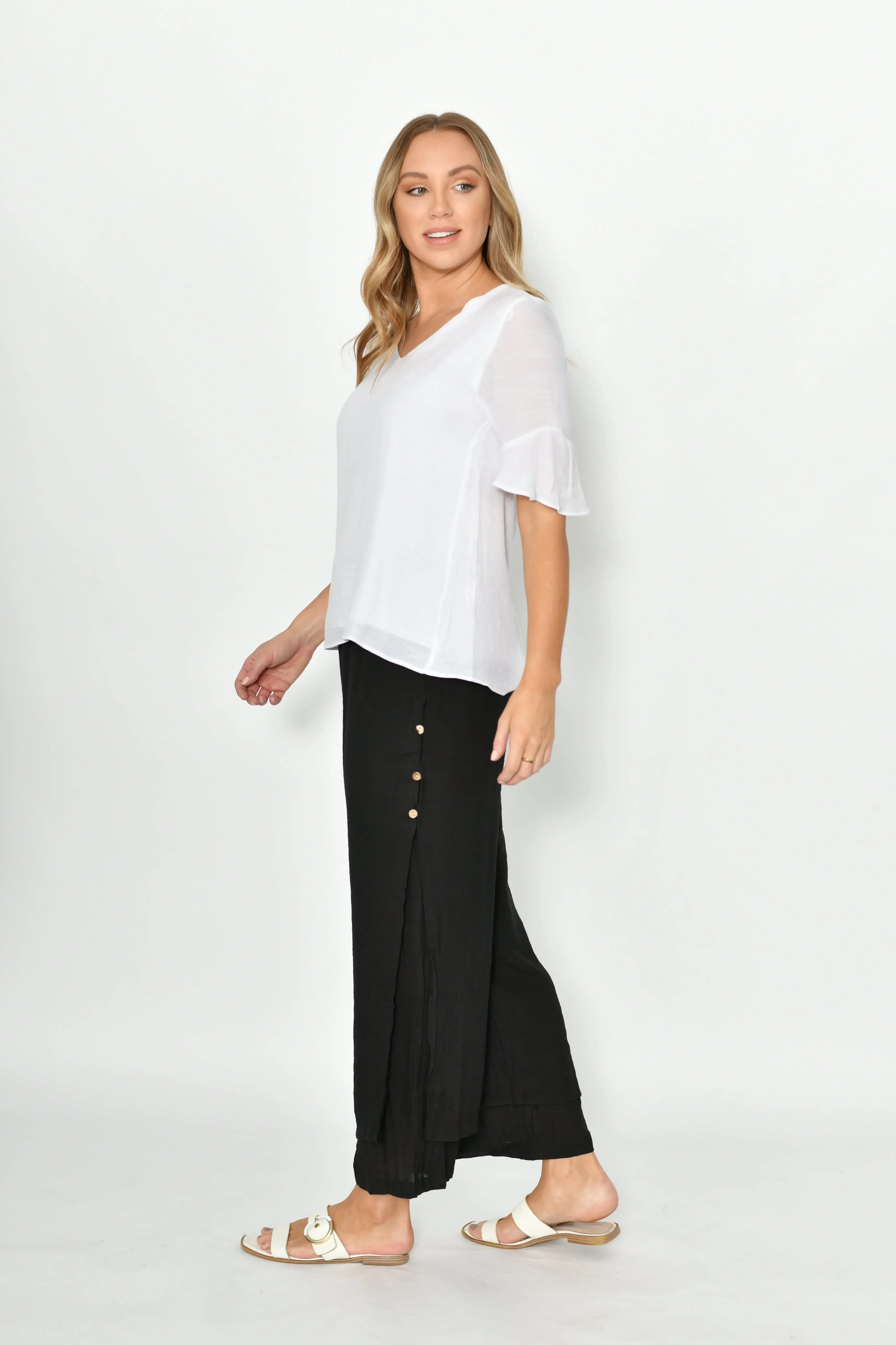 La Mode Side Button Layered Beach Pant Black sold by Shine On product image thumbnail 2