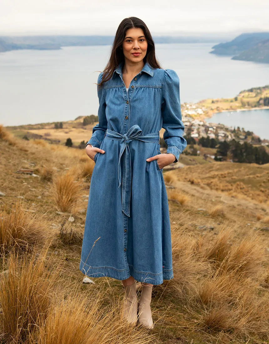 Elm Lucinda Denim Shirt Dress Mid Blue Wash sold by Shine On
