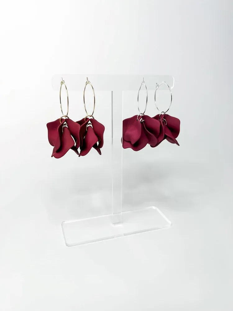 Willow Collective Peony Hoops Merlot Gold sold by Shine On