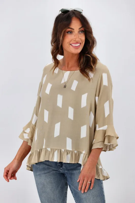 New U Collection Cece Top Beige sold by Shine On