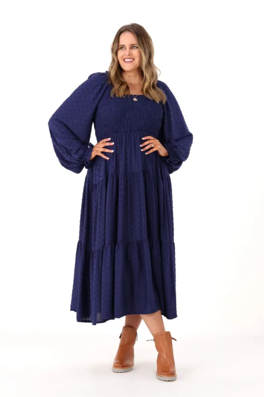 Salty Bright Rachel Dobby Dress Navy sold by Shine On