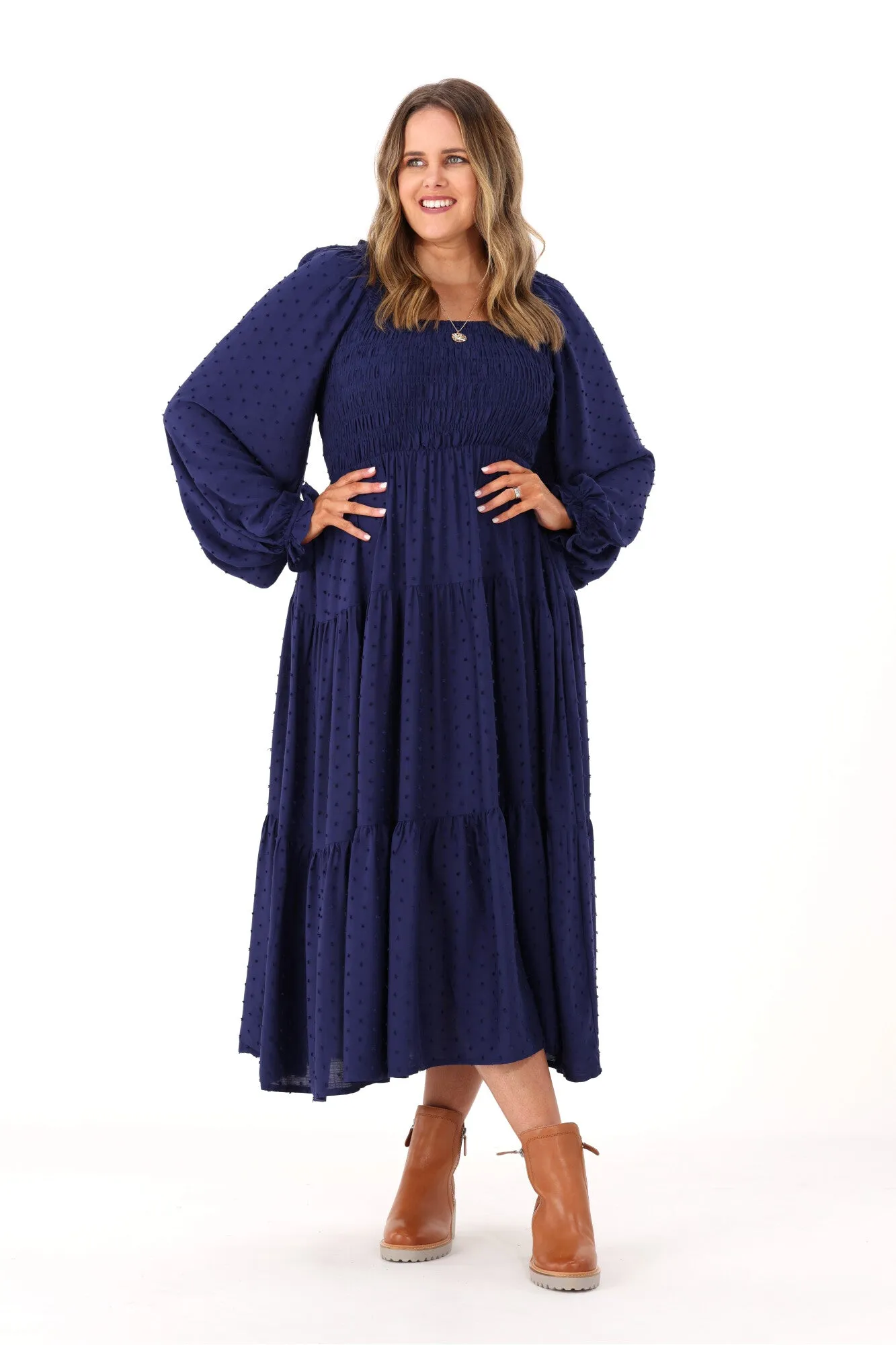 Salty Bright Rachel Dobby Dress Navy sold by Shine On