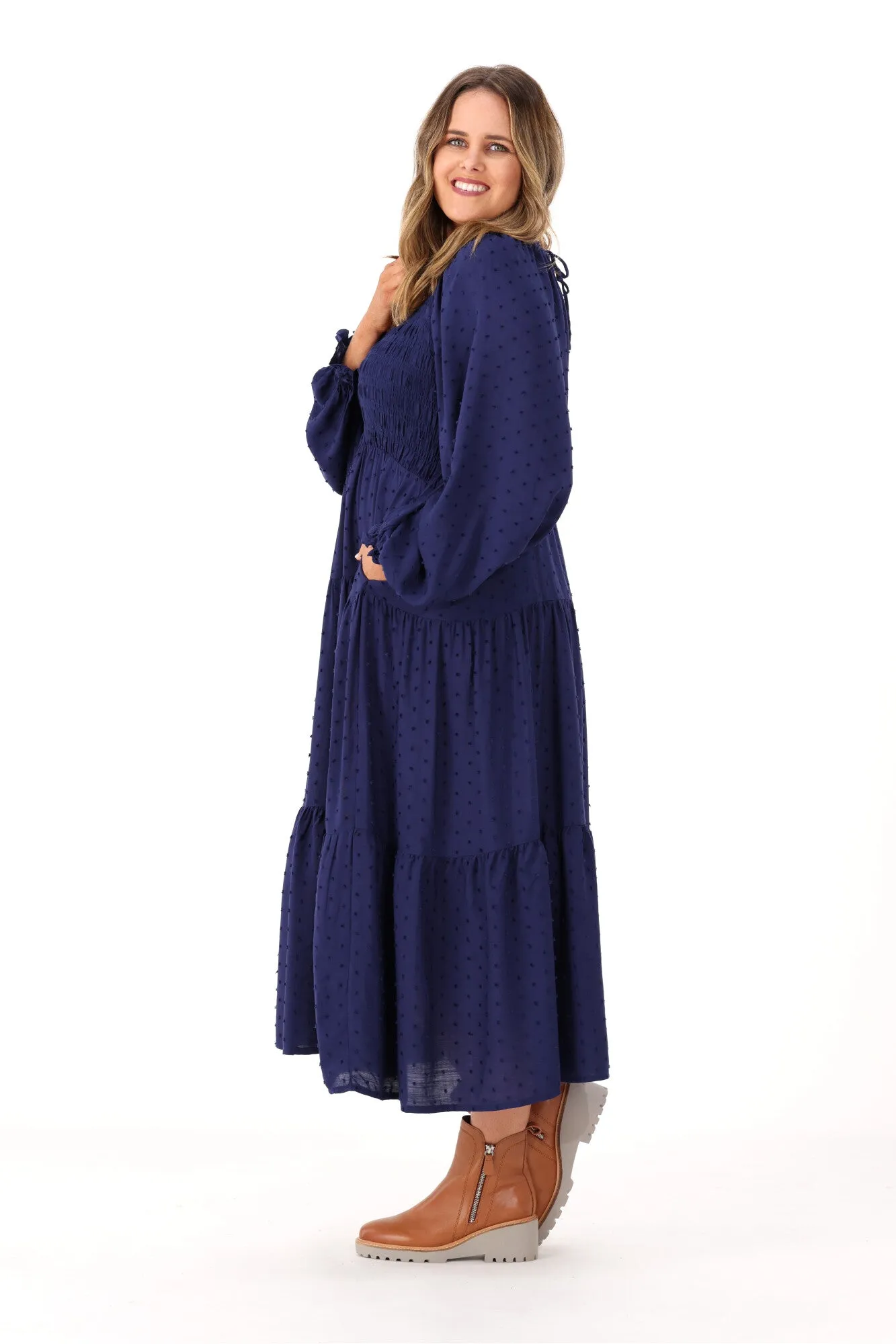 Salty Bright Rachel Dobby Dress Navy sold by Shine On product image thumbnail 4