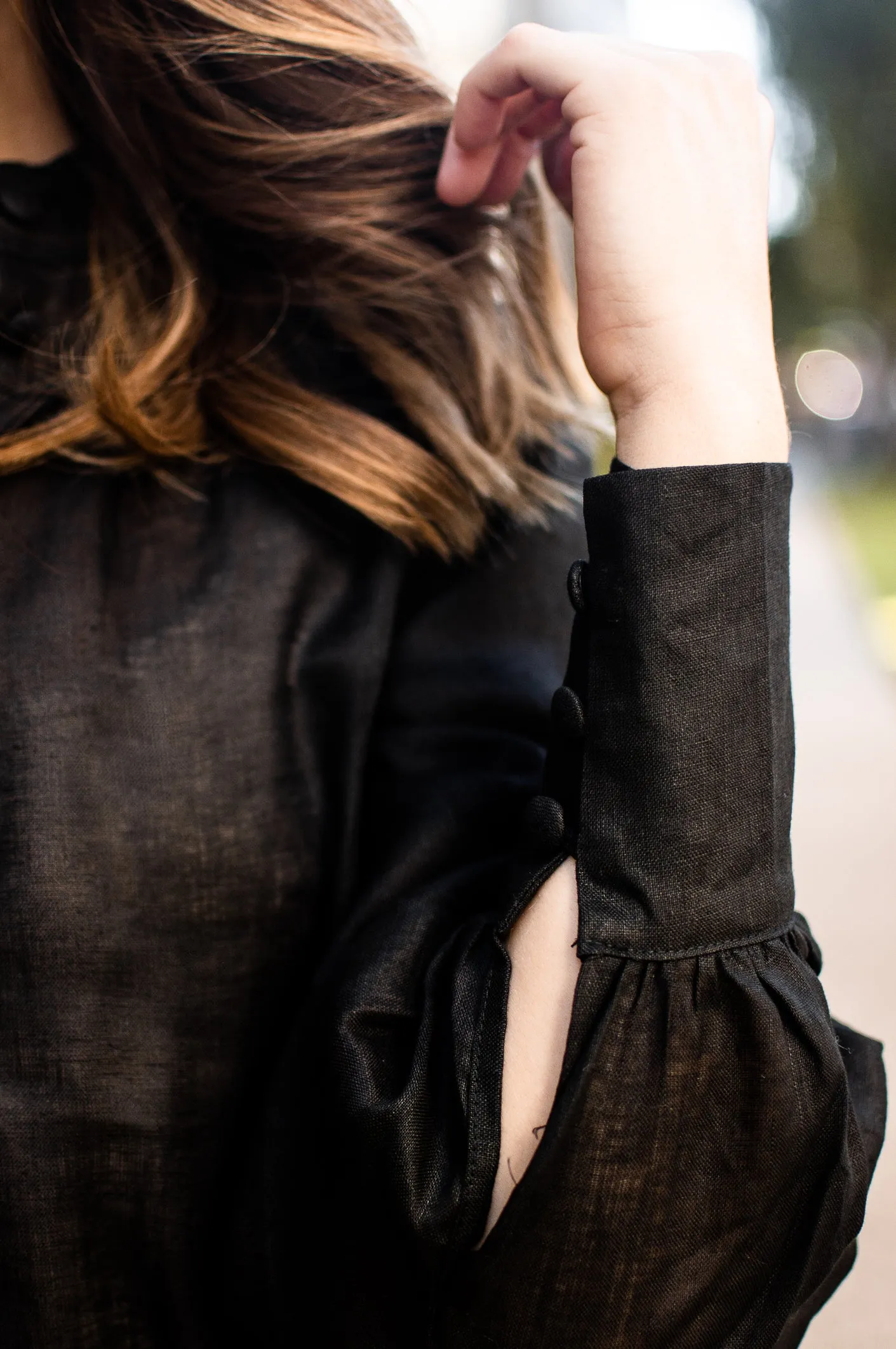 Fria Jessamine Linen Peasant Blouse Black sold by Shine On product image thumbnail 2