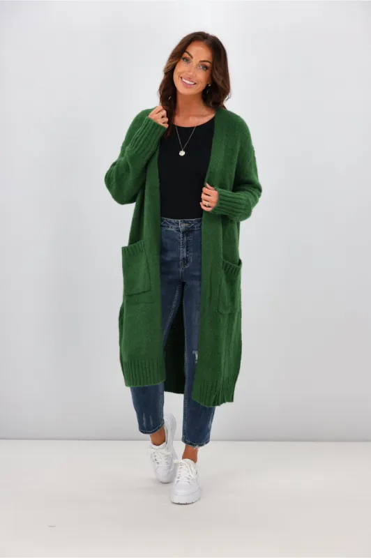 New U Collection Ava Cardigan Green sold by Shine On