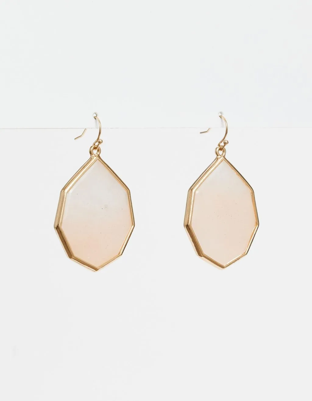 Stella + Gemma Large Rose Quartz Hex Earring sold by Shine On