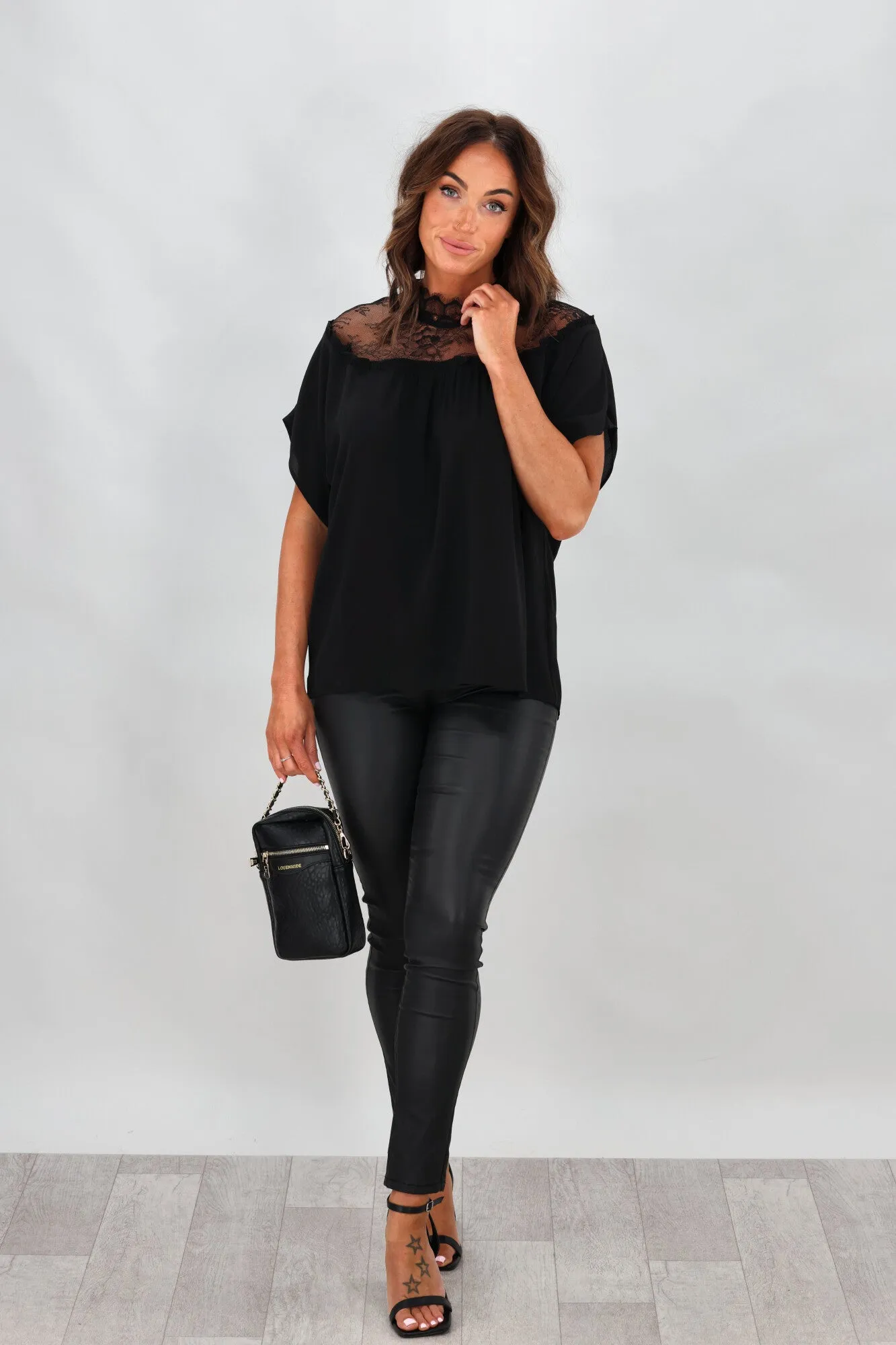 Gloss by Shine On Bonnie Lace Yoke Top Black sold by Shine On product image thumbnail 5