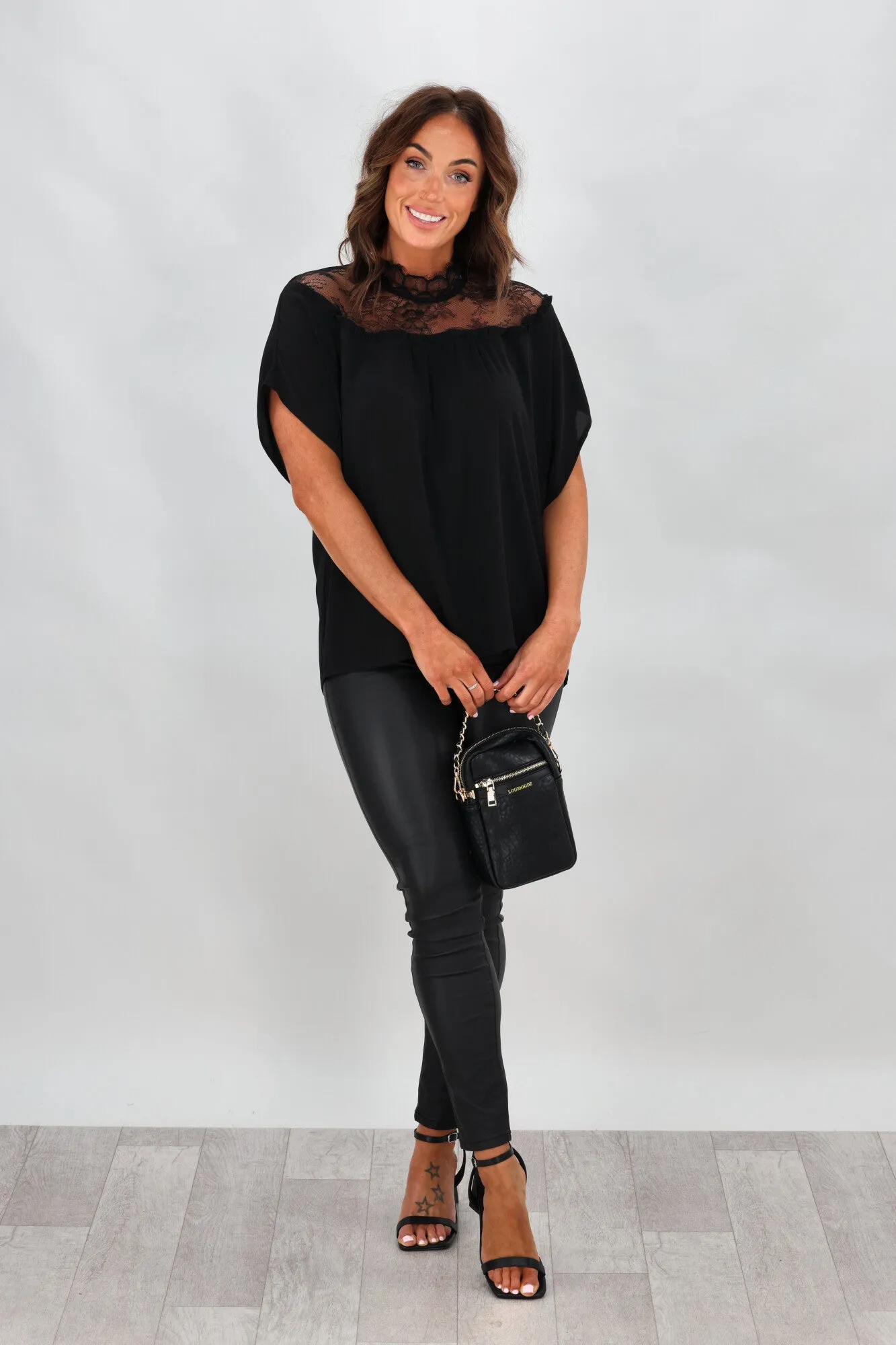 Gloss by Shine On Bonnie Lace Yoke Top Black sold by Shine On product image thumbnail 3
