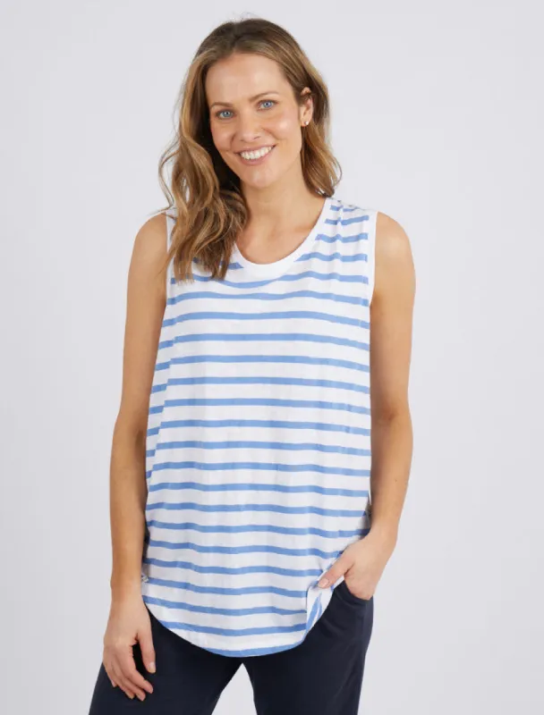 Elm Scoop Tank Cornflower White Stripe sold by Shine On